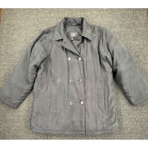 Vintage O'Kief & O'Kief Black Silk Puffer Peacoat Jacket Womens Large